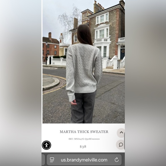 Brandy Melville Light Gray Cable Knit Sweater NWT - Picture 2 of 3